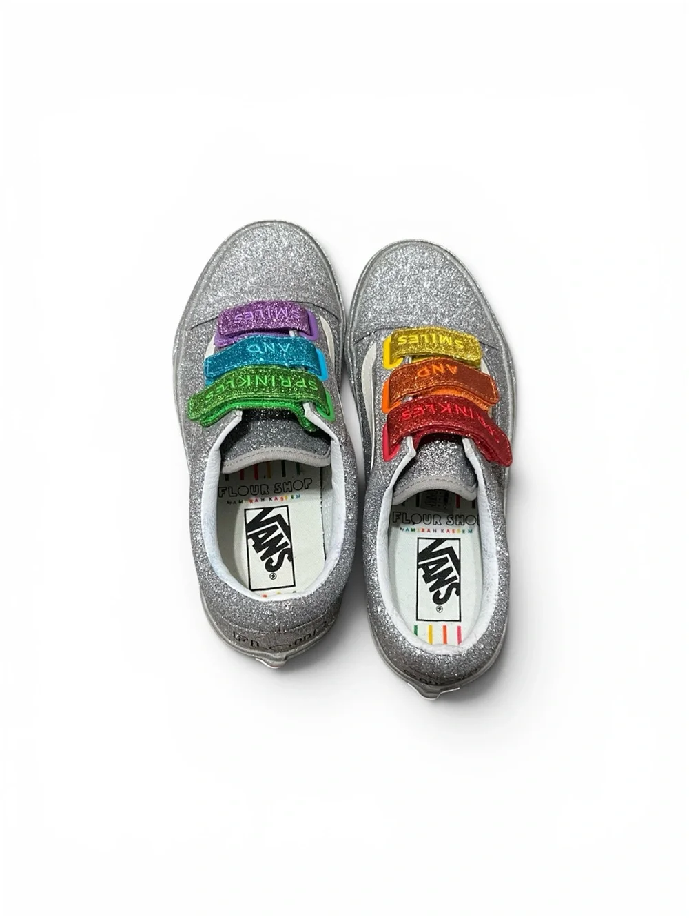 Vans Kids Glitter Low-Top Sneakers - Silver with Rainbow Stripe